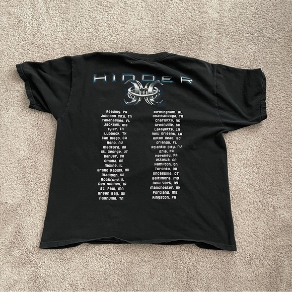 Vintage Hinder Black Flames Photo 2000s Band tour Shirt / size XL - Picture 4 of 9